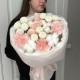 Букет «Пуговки»  с хризантемой ньютон