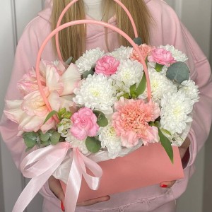 Сумочка Bloom room, французская Роза, диантус, альстромерия, хризантема