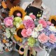 Яркая дофаминовая корзина для учителя Bloom room, гортензия, роза, подсолнух