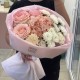 Букет  Bloom room  из гортензии, диантусов, хризантем и роз