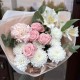 Букет с хризаномей, алостромерей и пионовидной кустовой розой