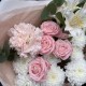 Букет с хризаномей, алостромерей и пионовидной кустовой розой