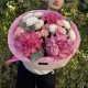 Малиновый букет bloom room французская роза,хризантема и эвкалипт