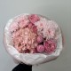милый розовый букет bloom room гортензия,хризантема,роза