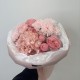 розовый  букет bloom room роза,хризантема и гортензия