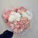 необычный букет bloom room роза,гортензия и хризантема