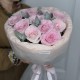 Букет из роскошной розовой розы и эвкалиптом на день рождения с доставкой