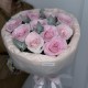 Букет из роскошной розовой розы и эвкалиптом на день рождения с доставкой